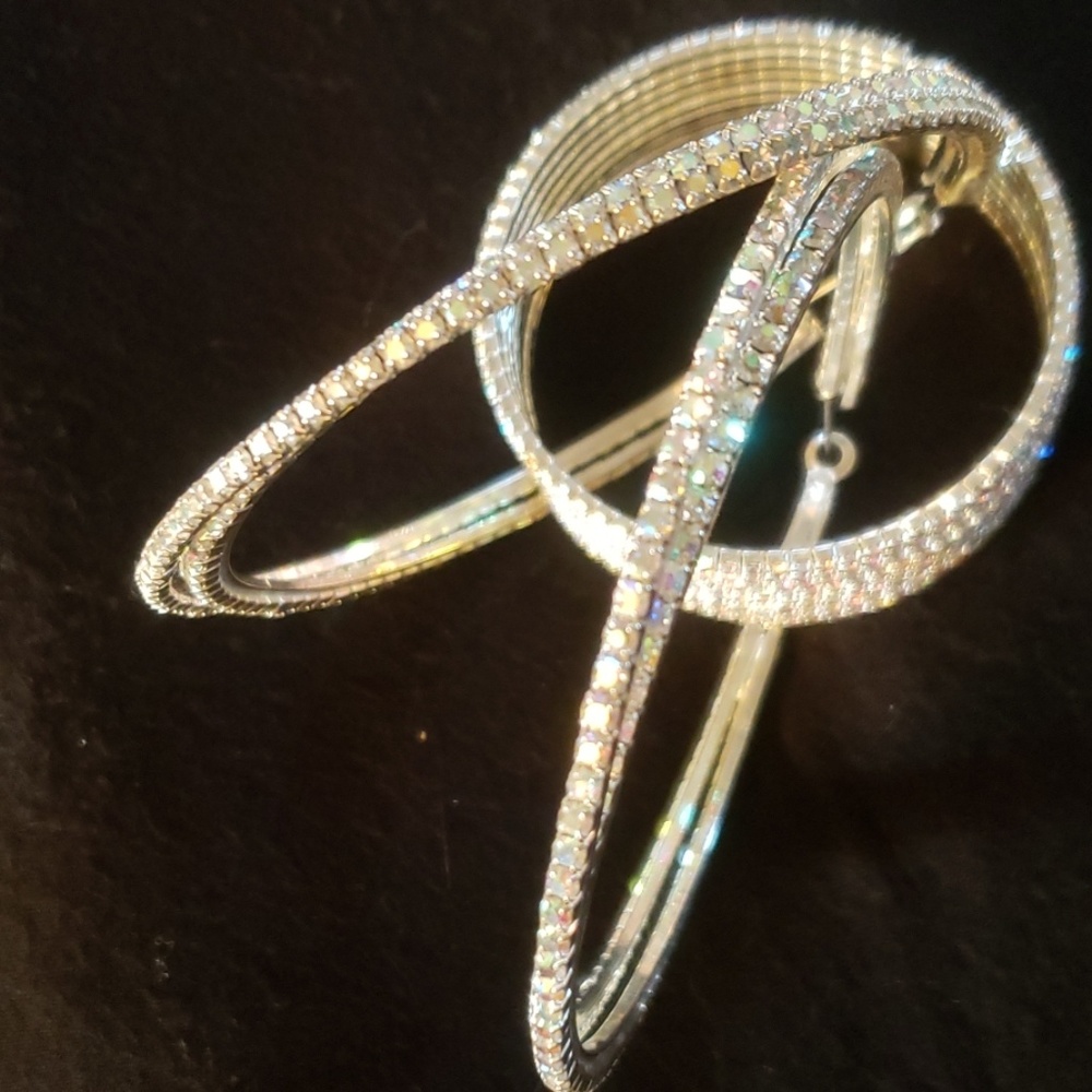 Rhinestone Cuff $26 & XL Hoops $29 SET: $55 - Picture 3 of 8